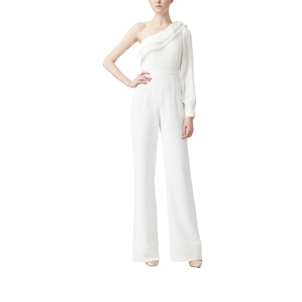 Aijek Isis Asymmetric Toga Cocktail White Jumpsuit. Size 2. Classy Rare